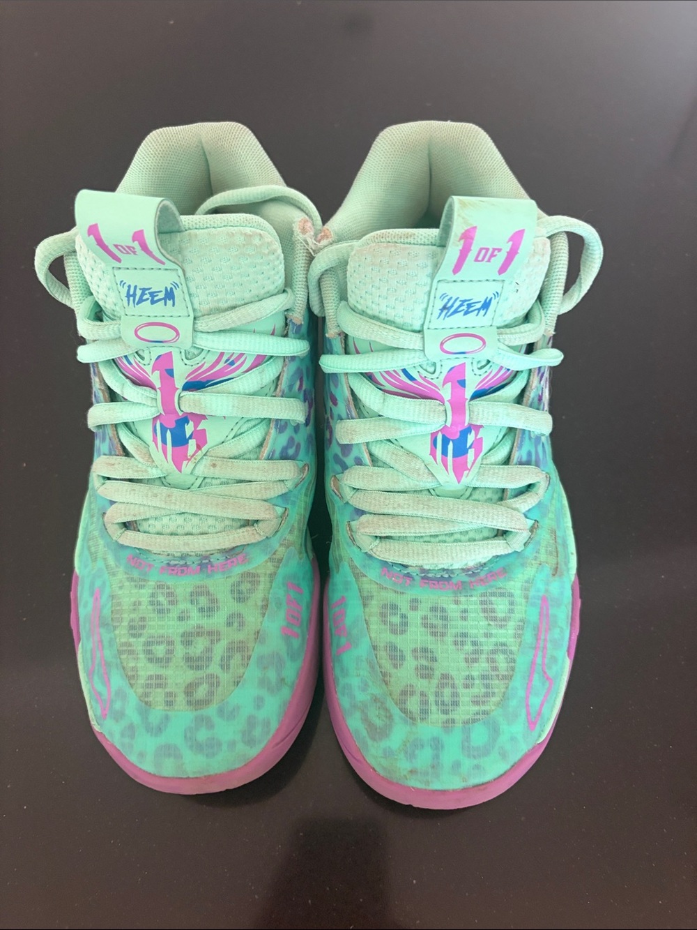 Puma boys  Mint Green & Pink  basketball Sneakers